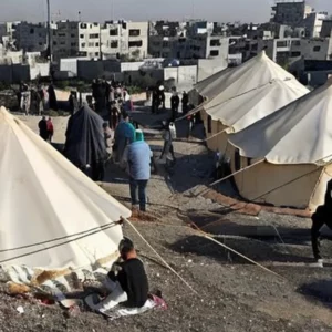 Artistic representation for Israeli strike on a Palestinian tent camp kills at least 19, sparking global outrage.