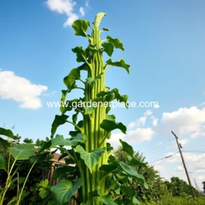 Artistic representation for A midtown columbus colossal 17 foot - 4 ″ okra plant surpasses the guinness book of world record at 16 ′ 4 ″ 2022. the plant, grown by 36-year-old farmer dale yoder, has been recognized for its remarkable size, which has captured the attention of garden enthusiasts and record-keepers alike.